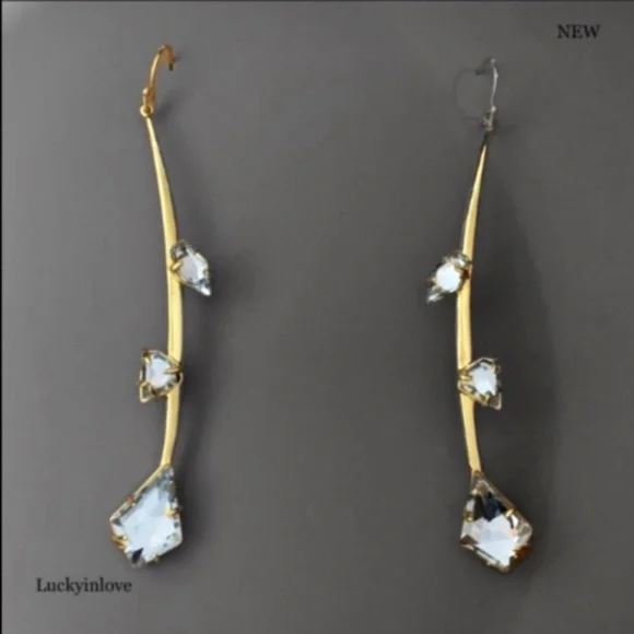 ALEXIS BITTAR • Miss Havisham Gold Flower Bud Crystal Earrings - Picture 4 of 9